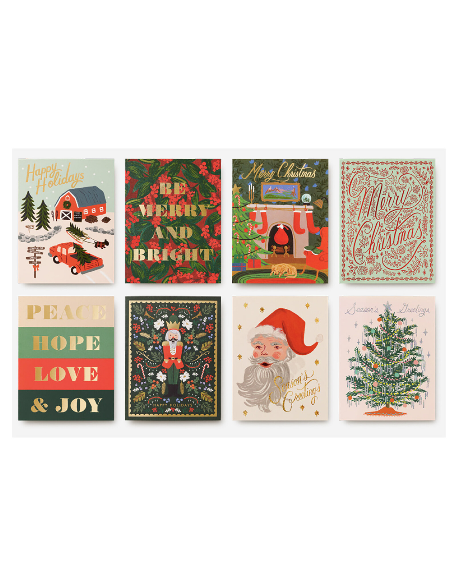 Rifle Paper Co. Holiday Wishes Essentials Card Box of 16 Assorted A2 Christmas Notecards