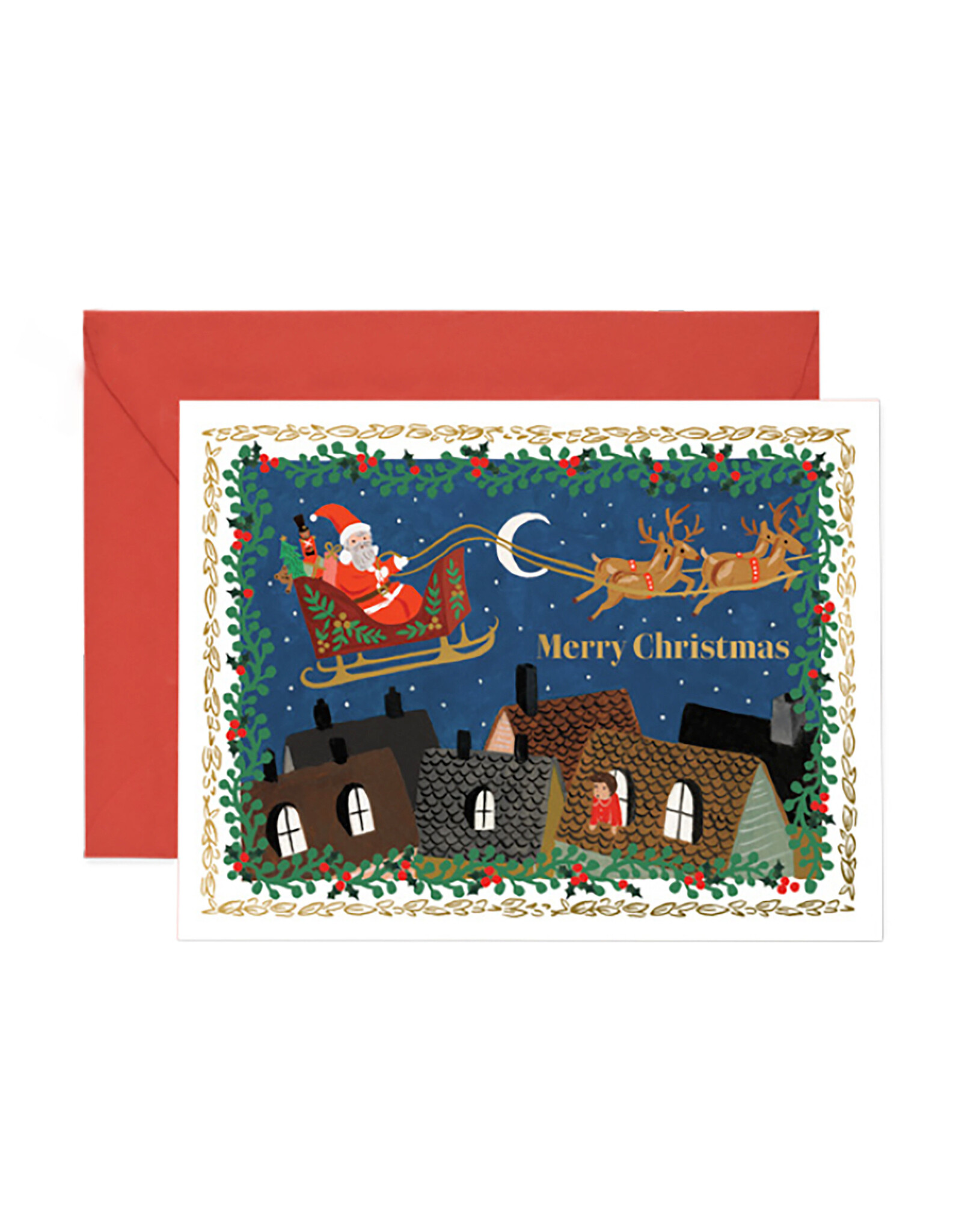 Rifle Paper Co. Over the Rooftops A2 Christmas Notecards Boxed Set of 8