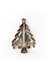 Sterling Christmas Tree with Garnet Ornaments and Marcasites Brooch