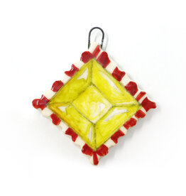 Atomic Girl Pottery Whimsical Gem Lozenge Hand-Made Ceramic Art Ornament