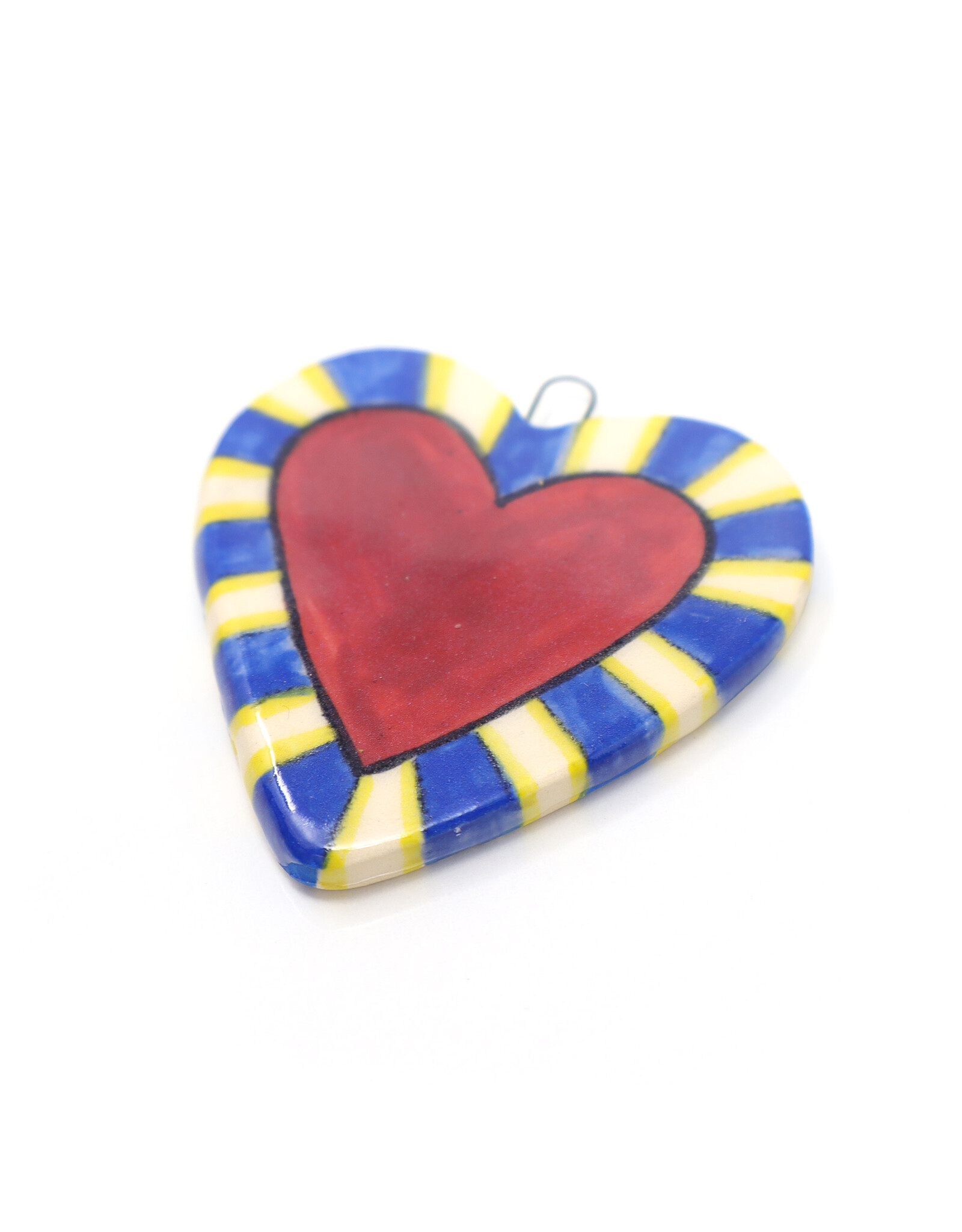 Atomic Girl Pottery Whimsical Heart Hand-Made Ceramic Art Ornament