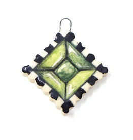 Atomic Girl Pottery Whimsical Gem Lozenge Hand-Made Ceramic Art Ornament