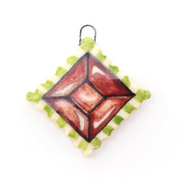 Atomic Girl Pottery Whimsical Gem Lozenge Hand-Made Ceramic Art Ornament