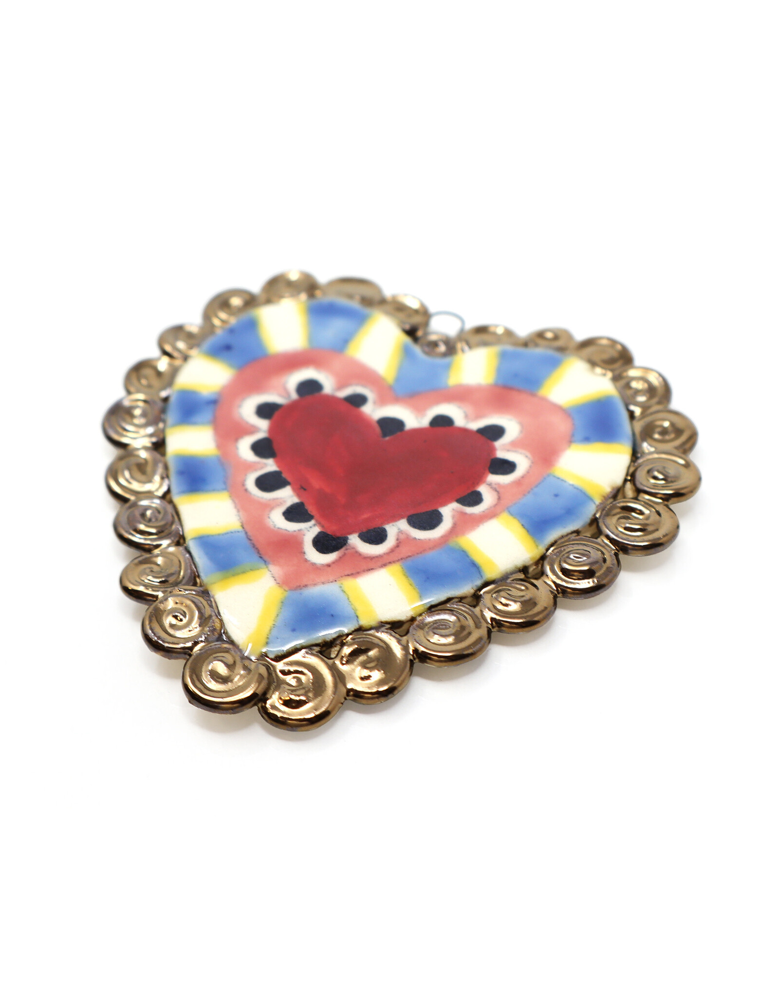 Atomic Girl Pottery Large Whimsical Heart Hand-Made Ceramic Art Ornament