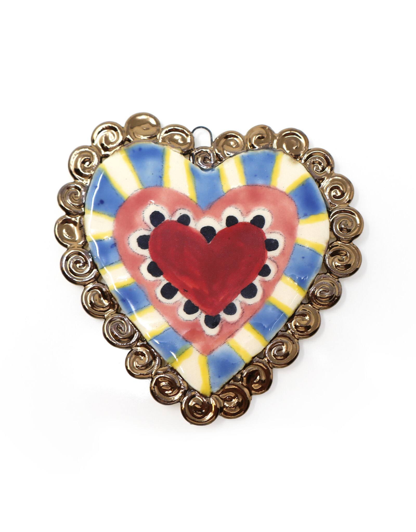 Atomic Girl Pottery Large Whimsical Heart Hand-Made Ceramic Art Ornament