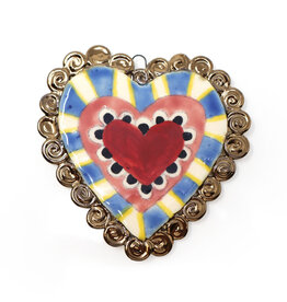 Atomic Girl Pottery Large Whimsical Heart Hand-Made Ceramic Art Ornament