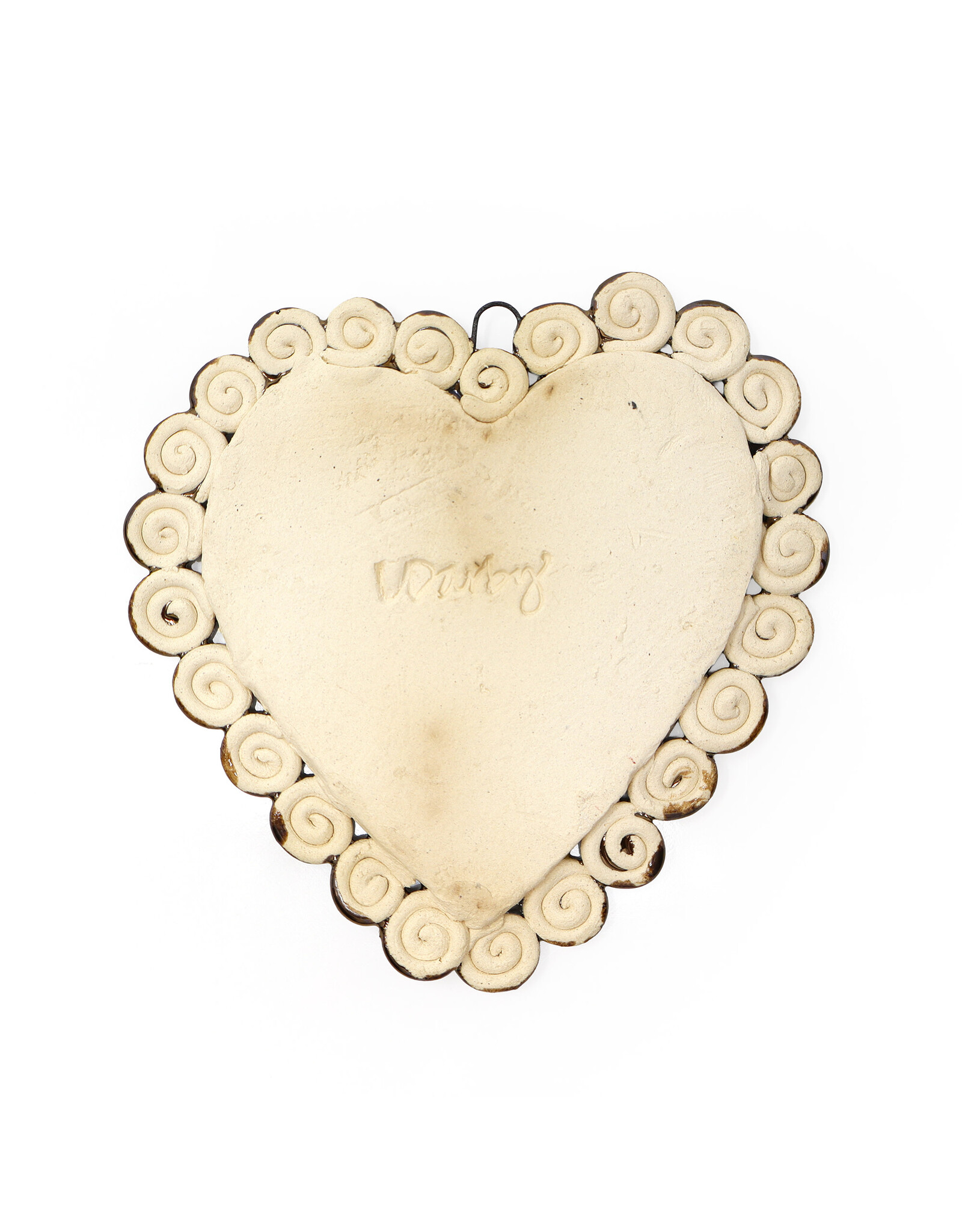 Atomic Girl Pottery Large Whimsical Heart Hand-Made Ceramic Art Ornament