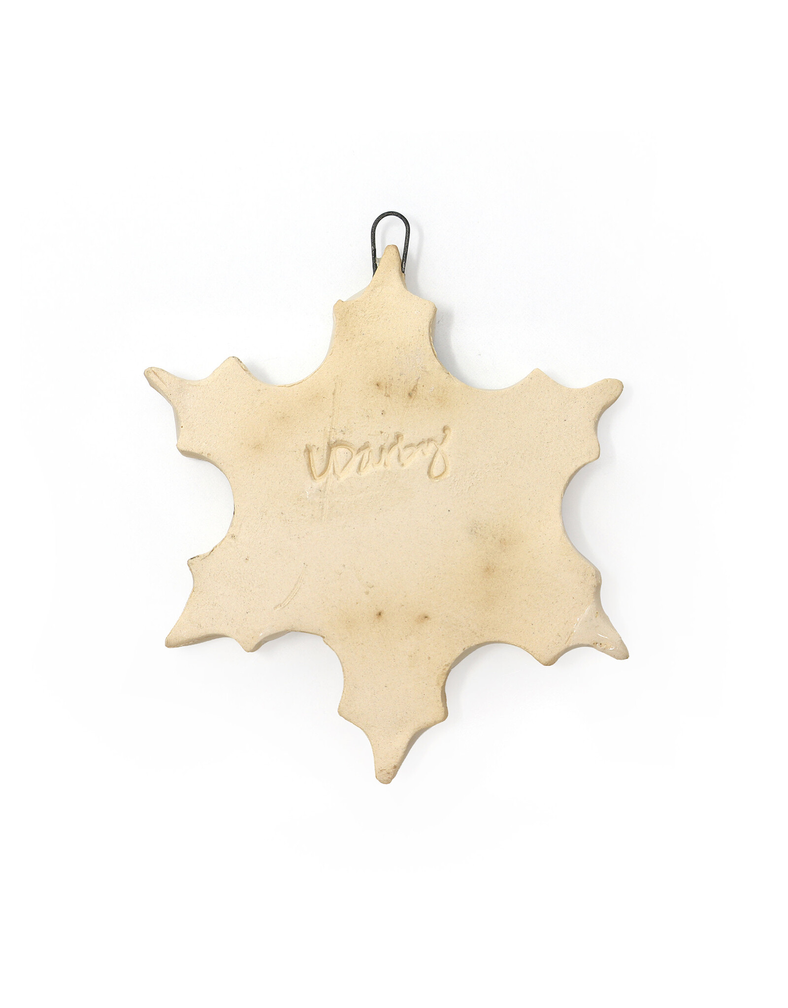 Atomic Girl Pottery Medium Whimsical Snowflake Hand-Made Ceramic Christmas Ornament