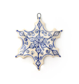 Atomic Girl Pottery Medium Whimsical Snowflake Hand-Made Ceramic Christmas Ornament
