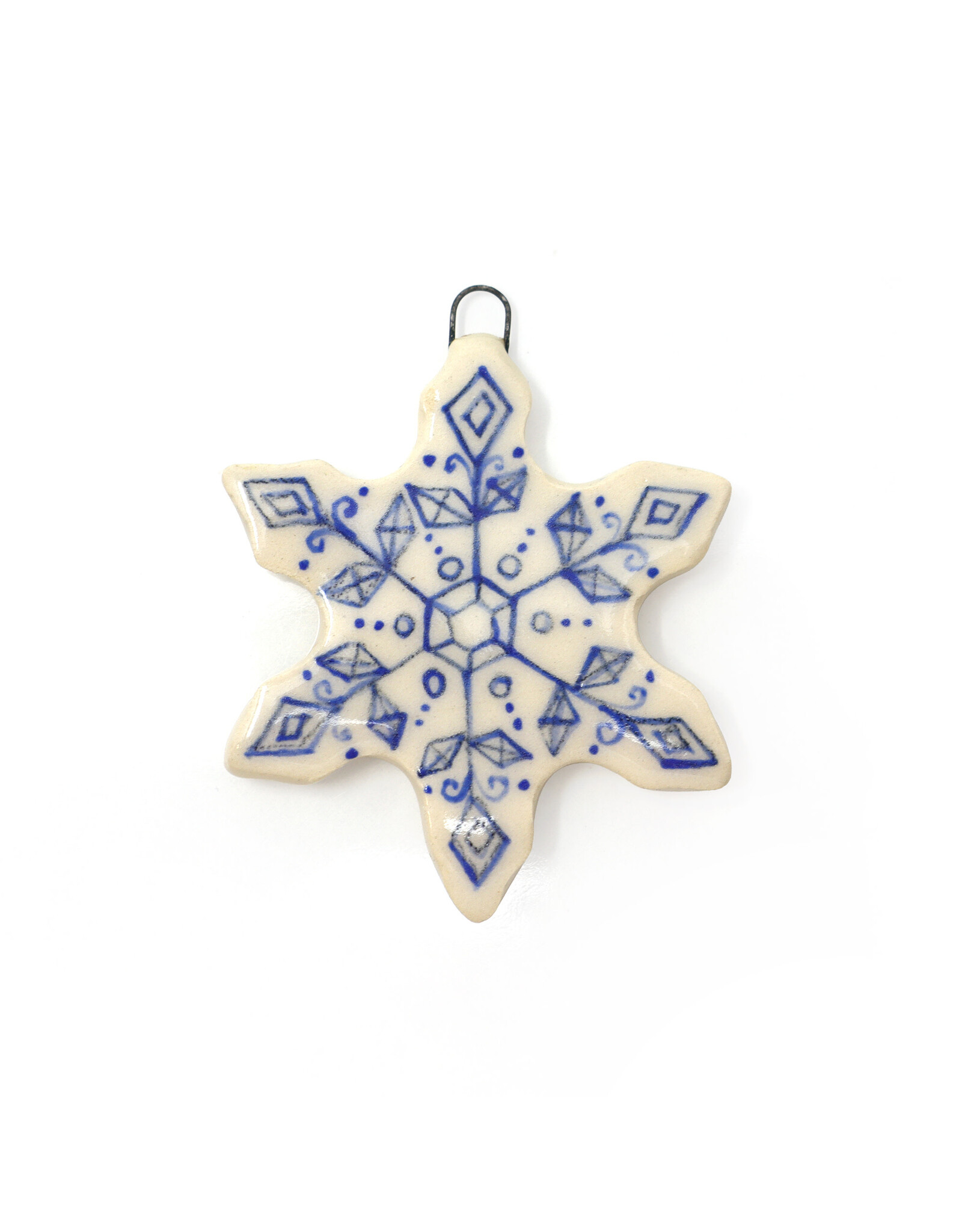 Atomic Girl Pottery Small Whimsical Snowflake Hand-Made Ceramic Christmas Ornament