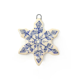 Atomic Girl Pottery Small Whimsical Snowflake Hand-Made Ceramic Christmas Ornament