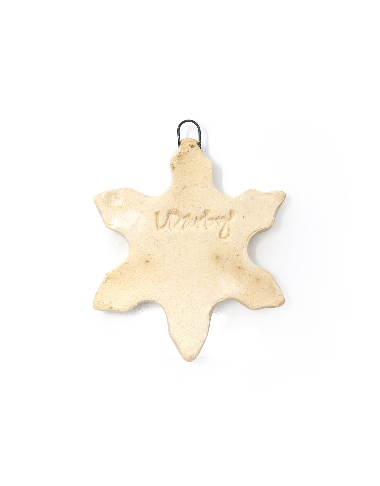 Atomic Girl Pottery Small Whimsical Snowflake Hand-Made Ceramic Christmas Ornament