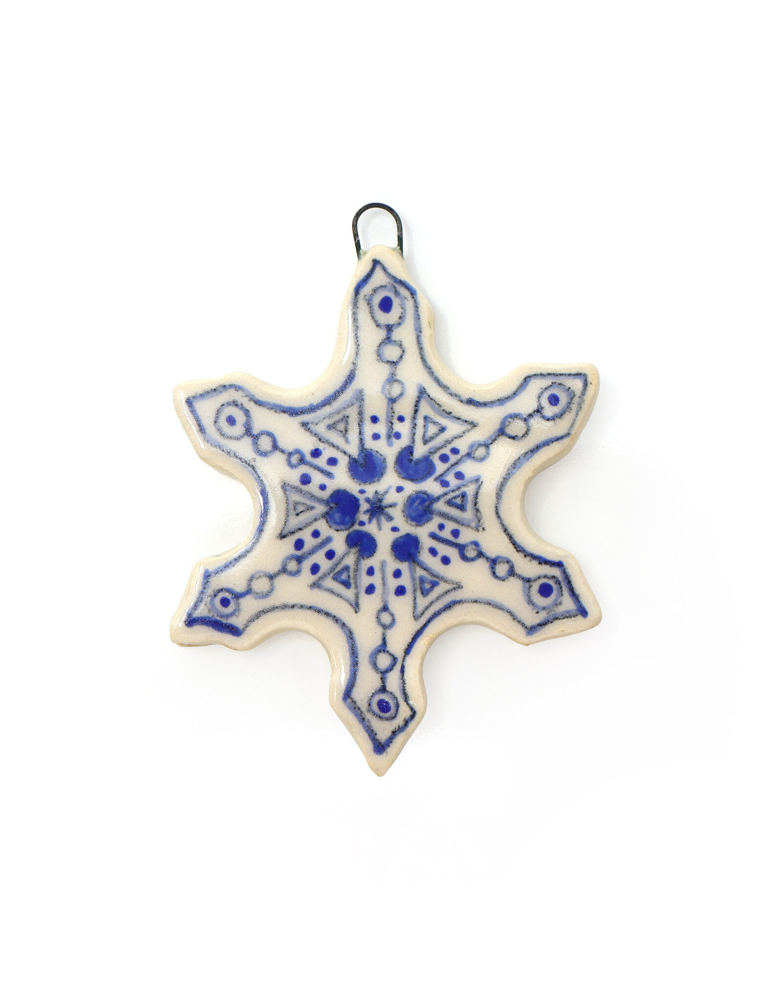 Atomic Girl Pottery Small Whimsical Snowflake Hand-Made Ceramic Christmas Ornament