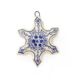 Atomic Girl Pottery Small Whimsical Snowflake Hand-Made Ceramic Christmas Ornament