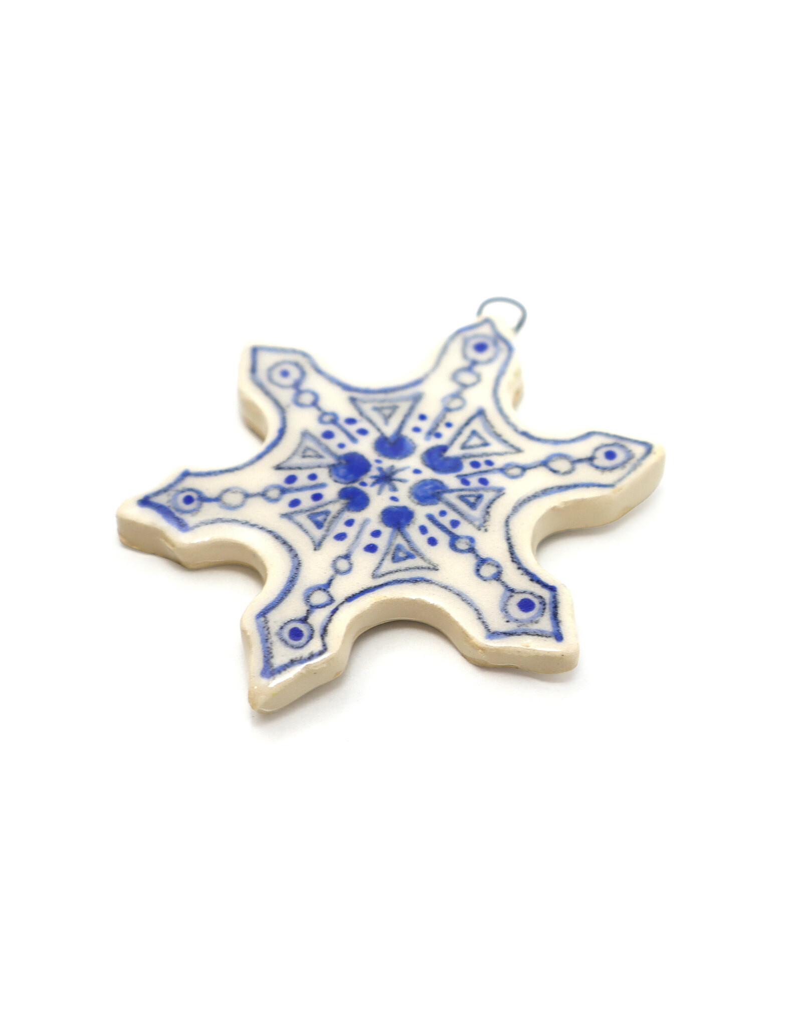 Atomic Girl Pottery Small Whimsical Snowflake Hand-Made Ceramic Christmas Ornament