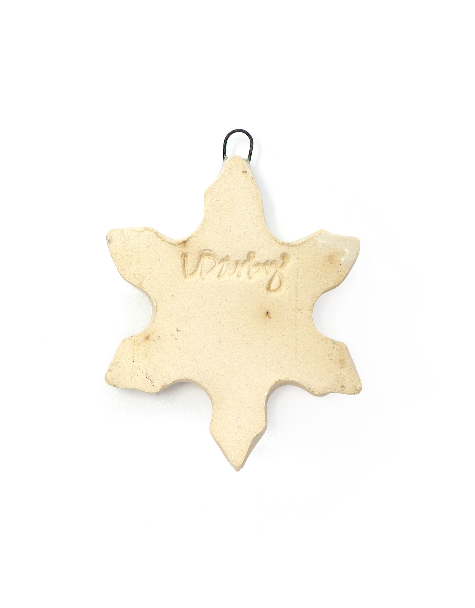 Atomic Girl Pottery Small Whimsical Snowflake Hand-Made Ceramic Christmas Ornament