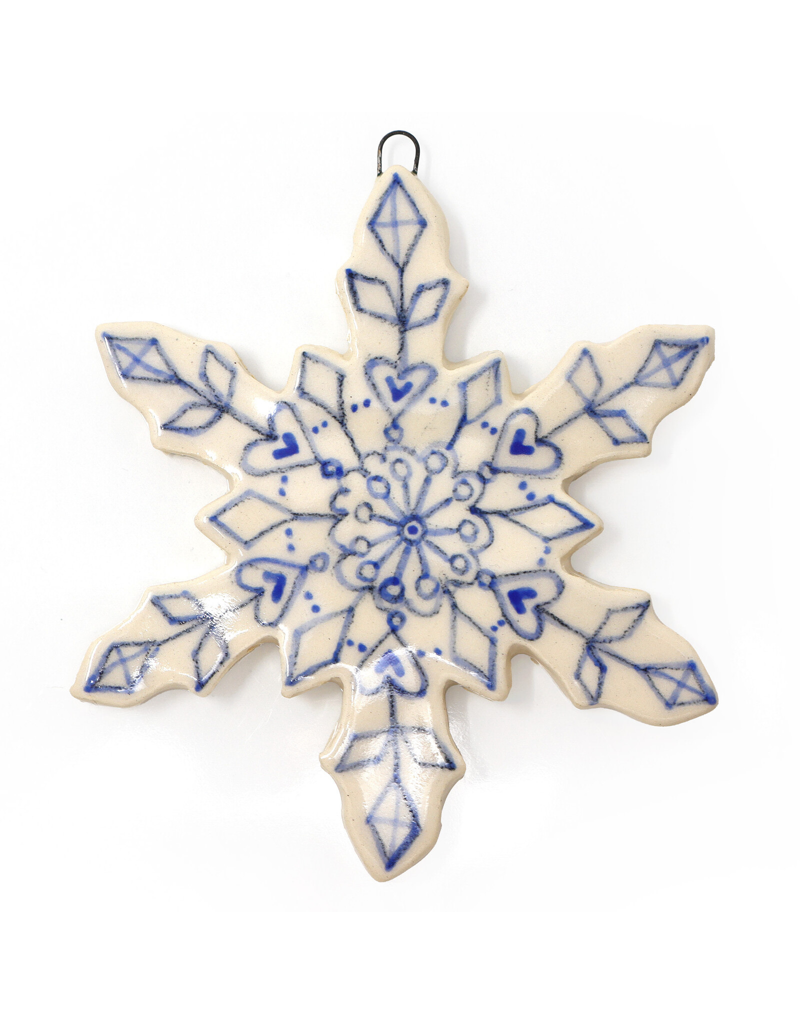 Atomic Girl Pottery Extra-Large Whimsical Snowflake Hand-Made Ceramic Christmas Ornament