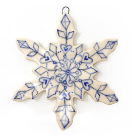 Atomic Girl Pottery Extra-Large Whimsical Snowflake Hand-Made Ceramic Christmas Ornament