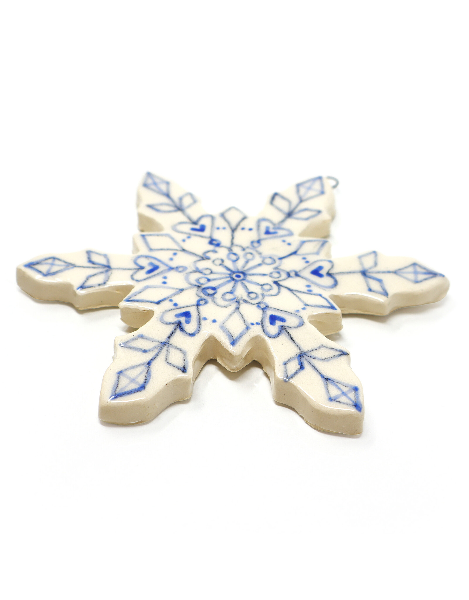 Atomic Girl Pottery Extra-Large Whimsical Snowflake Hand-Made Ceramic Christmas Ornament