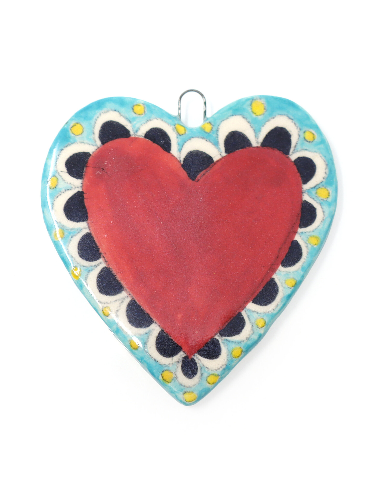 Atomic Girl Pottery Whimsical Heart Hand-Made Ceramic Art Ornament