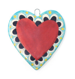 Atomic Girl Pottery Whimsical Heart Hand-Made Ceramic Art Ornament