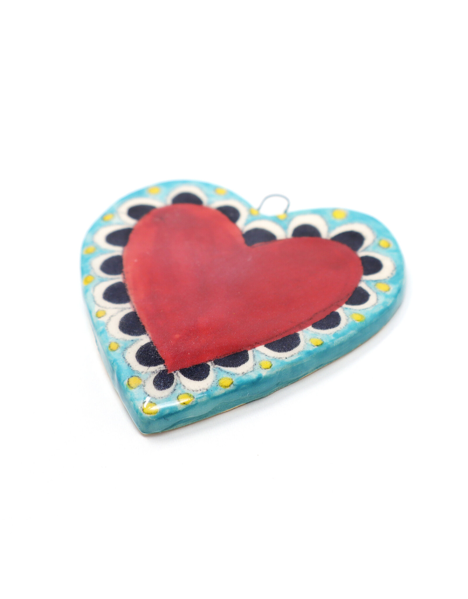 Atomic Girl Pottery Whimsical Heart Hand-Made Ceramic Art Ornament