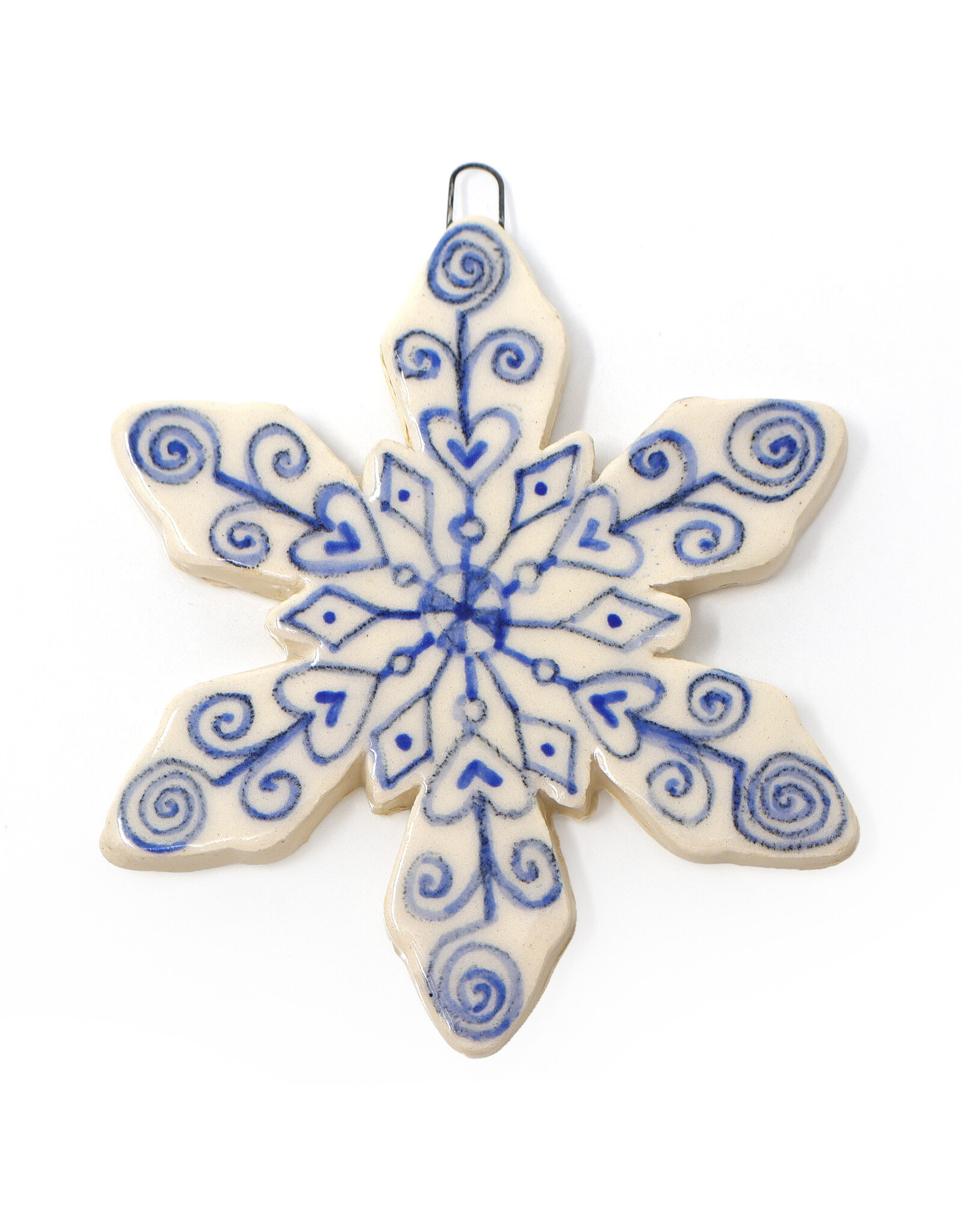 Atomic Girl Pottery Large Whimsical Snowflake Hand-Made Ceramic Christmas Ornament