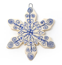 Atomic Girl Pottery Large Whimsical Snowflake Hand-Made Ceramic Christmas Ornament