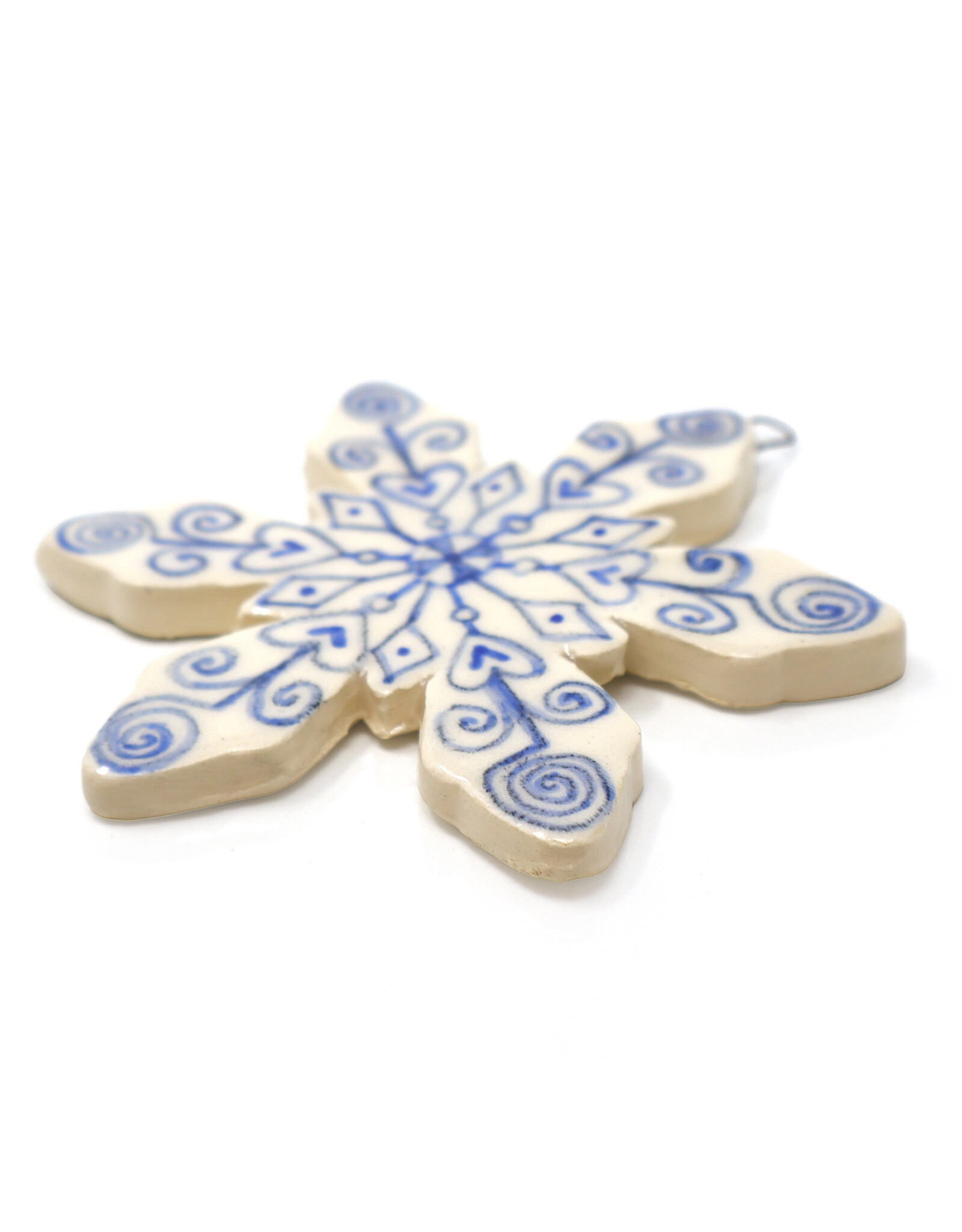 Atomic Girl Pottery Large Whimsical Snowflake Hand-Made Ceramic Christmas Ornament