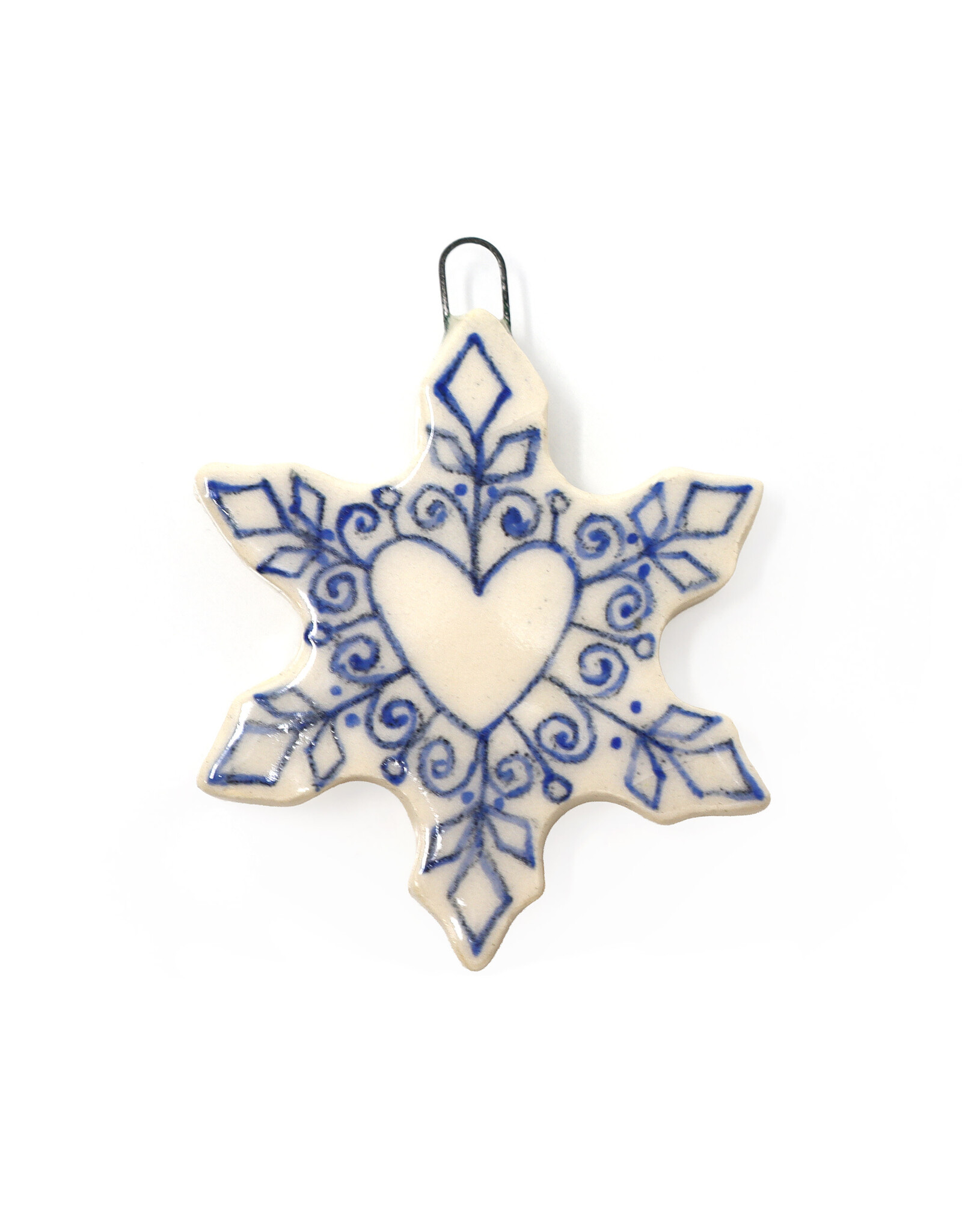 Atomic Girl Pottery Small Whimsical Snowflake Hand-Made Ceramic Christmas Ornament