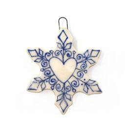 Atomic Girl Pottery Small Whimsical Snowflake Hand-Made Ceramic Christmas Ornament