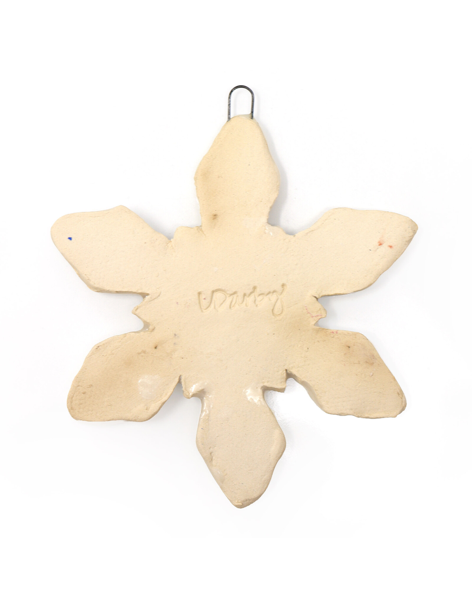 Atomic Girl Pottery Large Whimsical Snowflake Hand-Made Ceramic Christmas Ornament