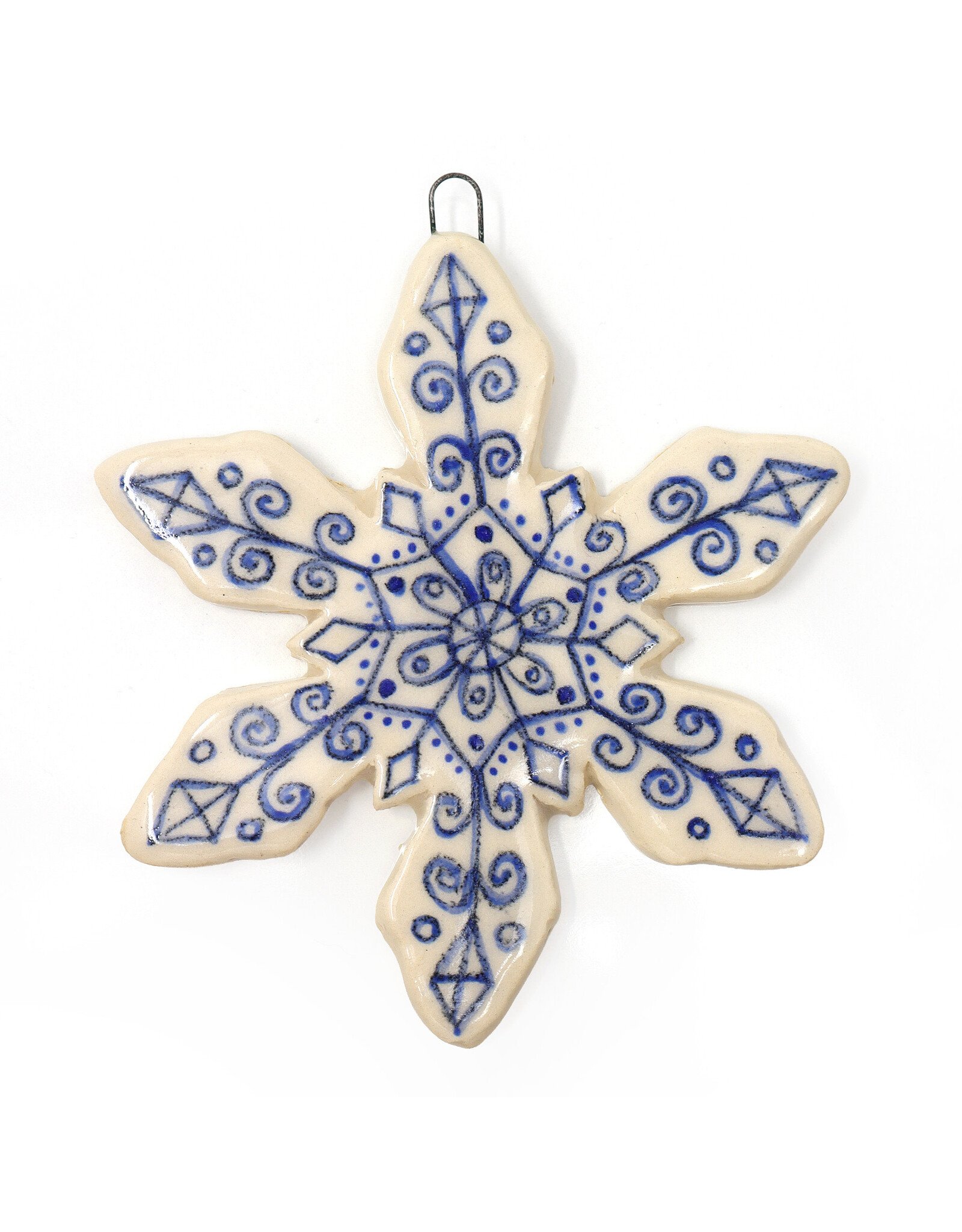 Atomic Girl Pottery Large Whimsical Snowflake Hand-Made Ceramic Christmas Ornament