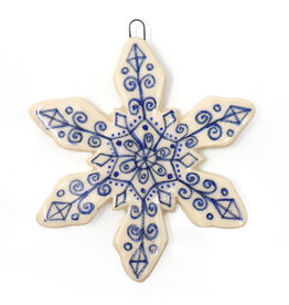 Atomic Girl Pottery Large Whimsical Snowflake Hand-Made Ceramic Christmas Ornament