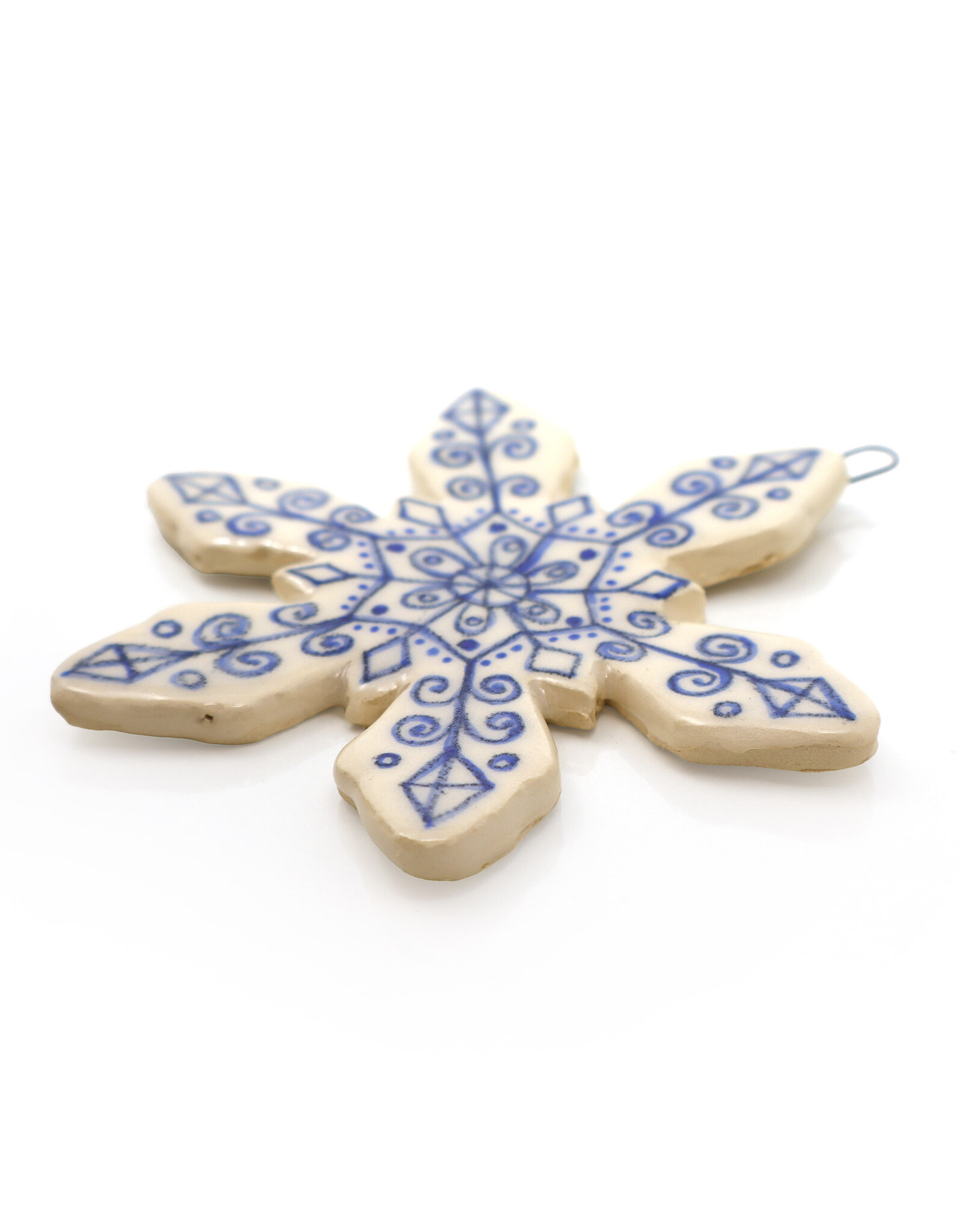 Atomic Girl Pottery Large Whimsical Snowflake Hand-Made Ceramic Christmas Ornament