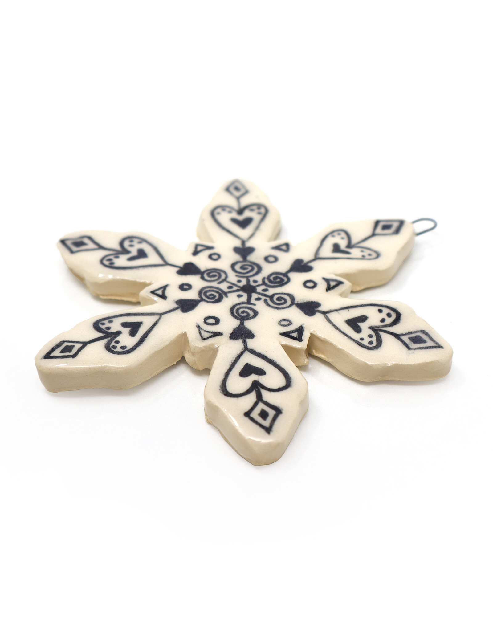 Atomic Girl Pottery Large Whimsical Snowflake Hand-Made Ceramic Christmas Ornament