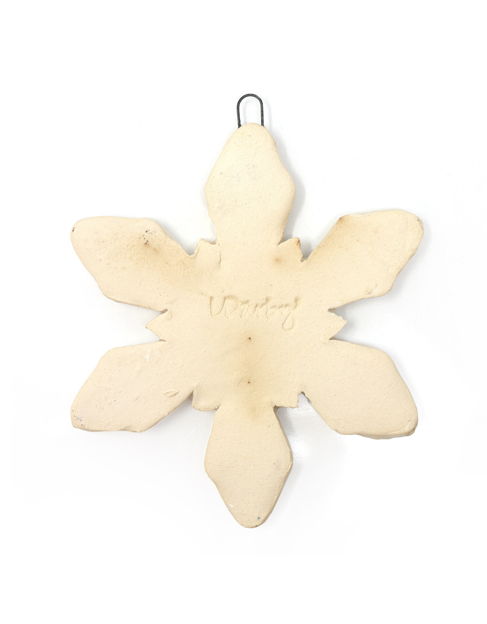 Atomic Girl Pottery Large Whimsical Snowflake Hand-Made Ceramic Christmas Ornament