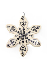 Atomic Girl Pottery Large Whimsical Snowflake Hand-Made Ceramic Christmas Ornament