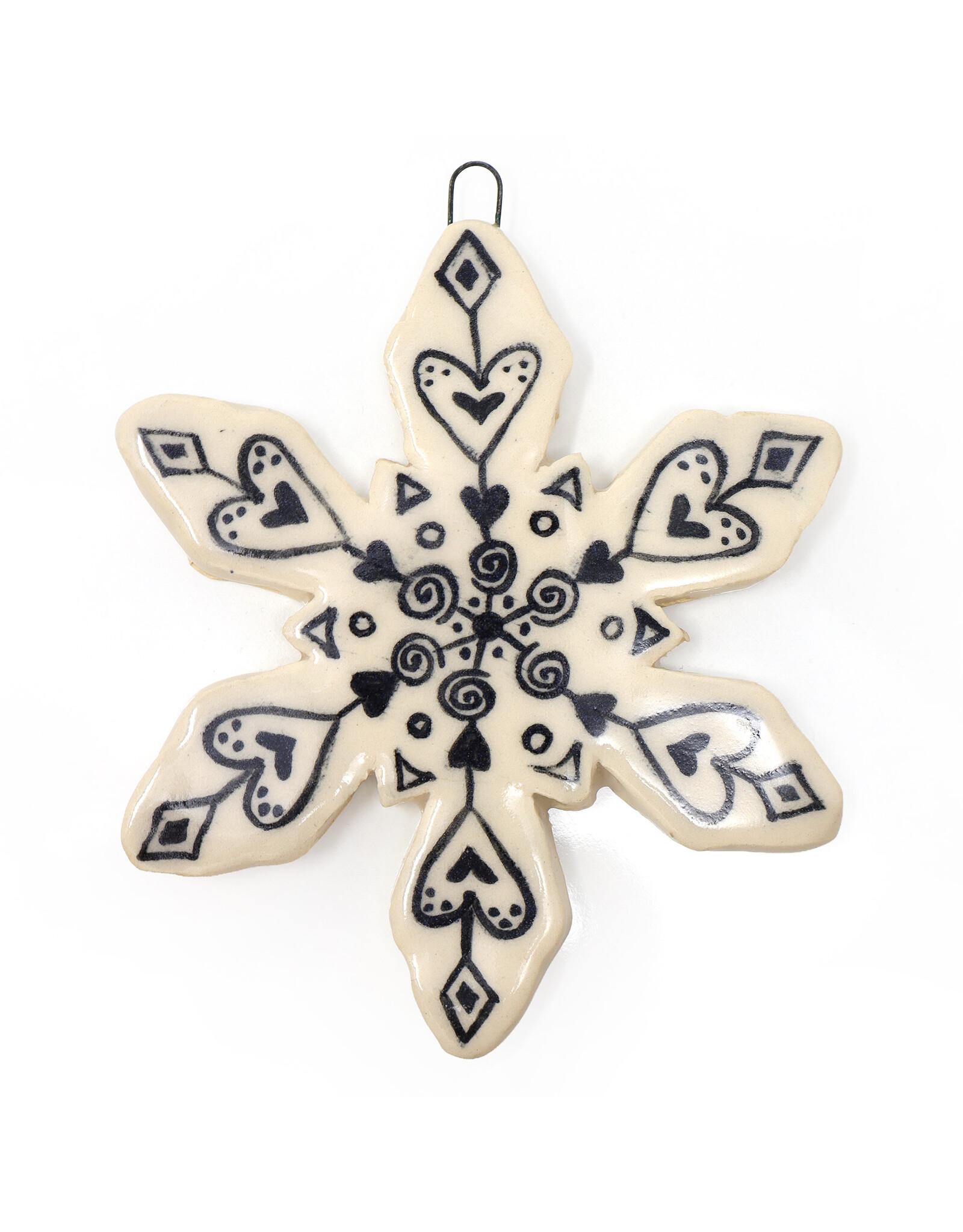 Atomic Girl Pottery Large Whimsical Snowflake Hand-Made Ceramic Christmas Ornament