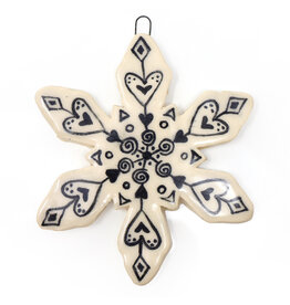 Atomic Girl Pottery Large Whimsical Snowflake Hand-Made Ceramic Christmas Ornament