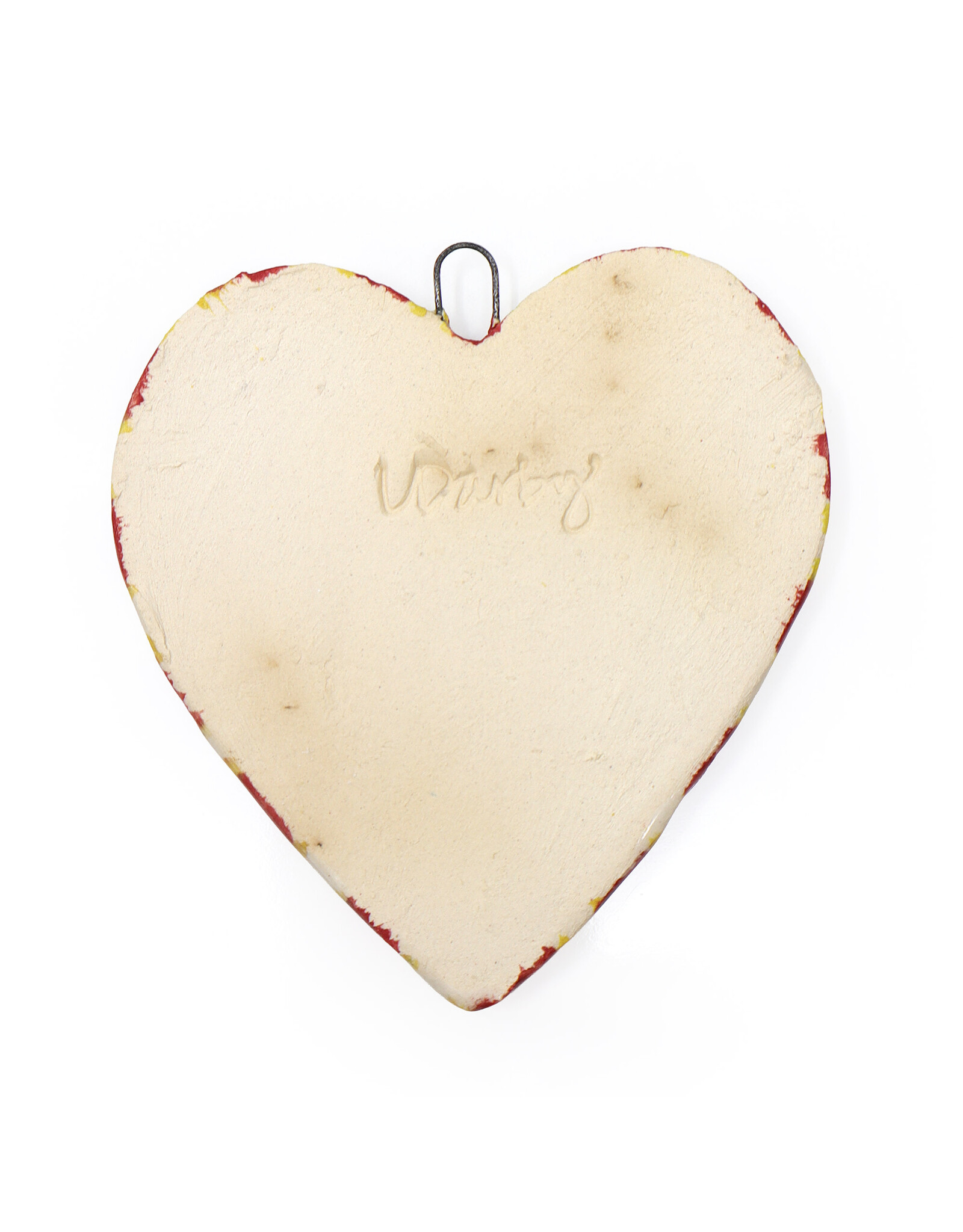 Atomic Girl Pottery Whimsical Dog Heart Hand-Made Ceramic Art Ornament