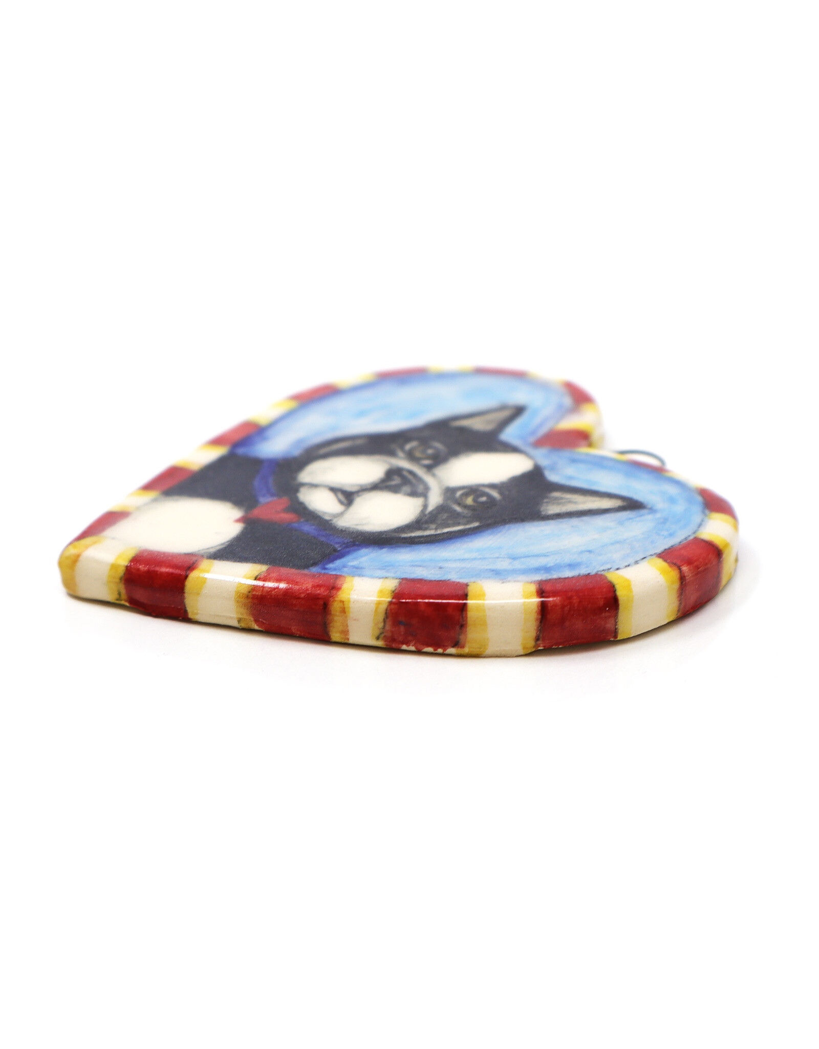 Atomic Girl Pottery Whimsical Dog Heart Hand-Made Ceramic Art Ornament