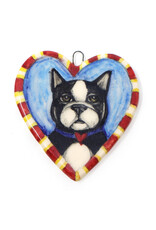 Atomic Girl Pottery Whimsical Dog Heart Hand-Made Ceramic Art Ornament