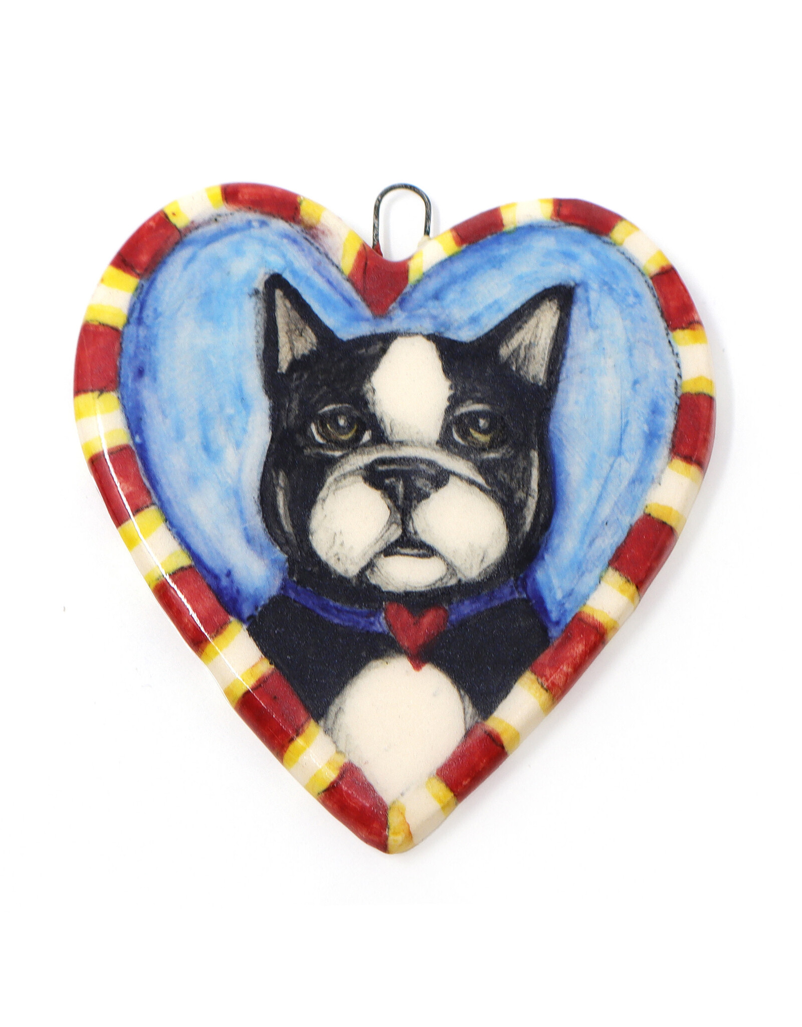 Atomic Girl Pottery Whimsical Dog Heart Hand-Made Ceramic Art Ornament
