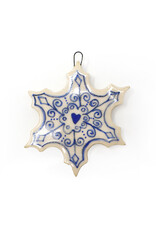 Atomic Girl Pottery Medium Whimsical Snowflake Hand-Made Ceramic Christmas Ornament
