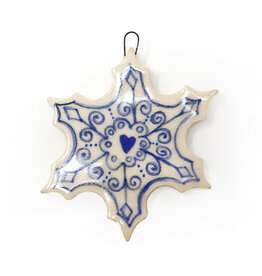Atomic Girl Pottery Medium Whimsical Snowflake Hand-Made Ceramic Christmas Ornament