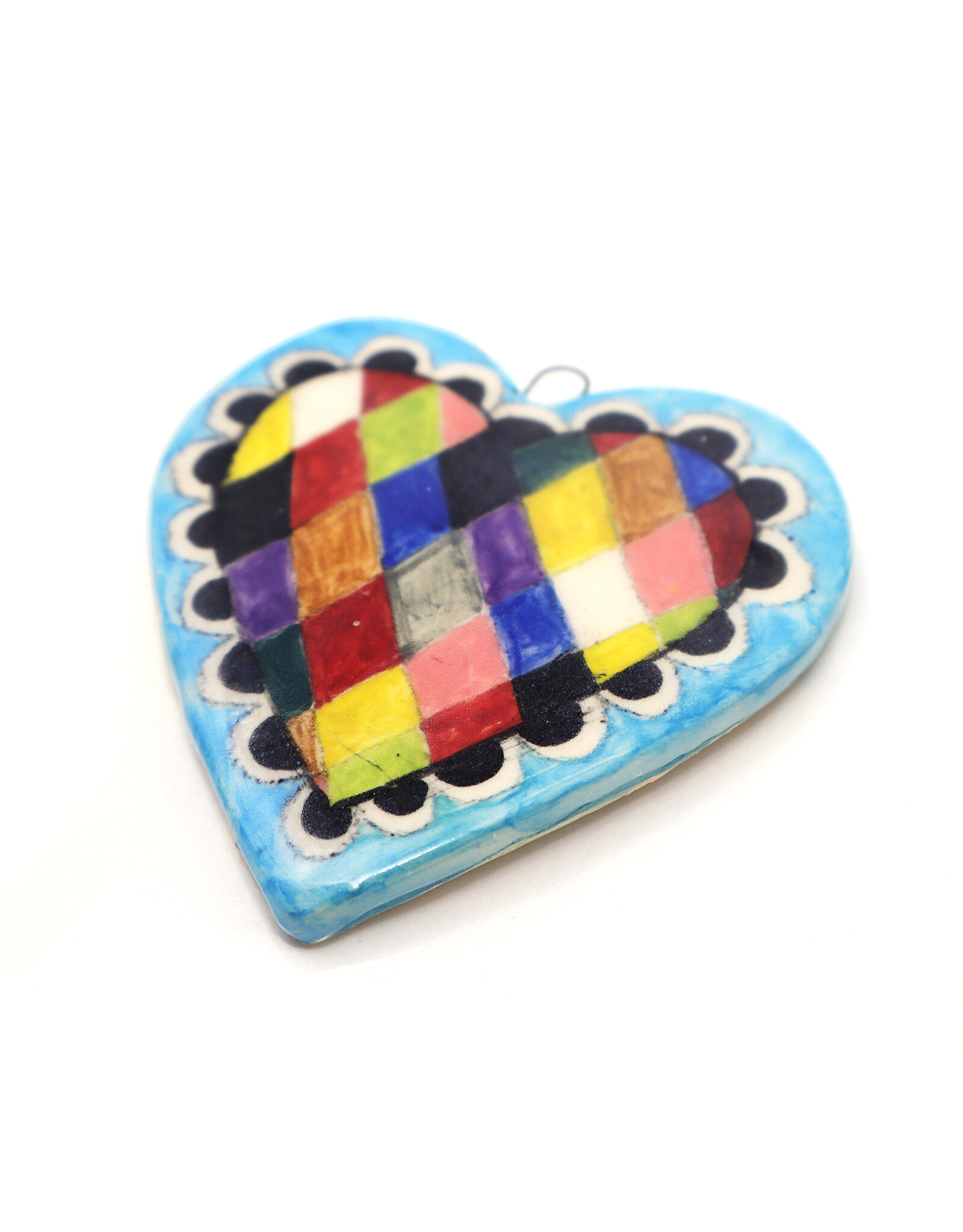 Atomic Girl Pottery Whimsical Heart Hand-Made Ceramic Art Ornament