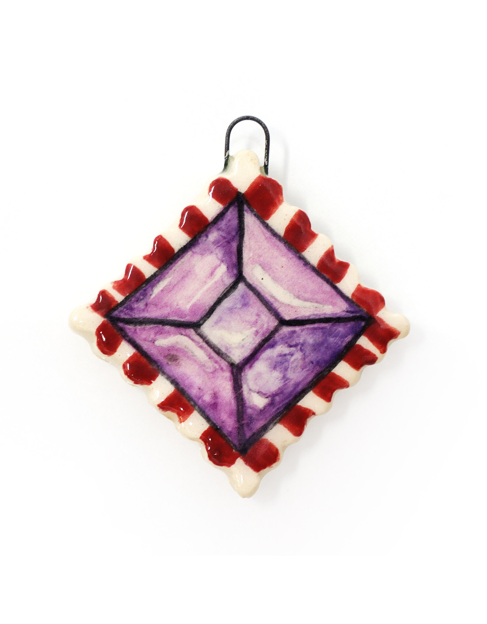 Atomic Girl Pottery Whimsical Gem Lozenge Hand-Made Ceramic Art Ornament