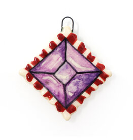 Atomic Girl Pottery Whimsical Gem Lozenge Hand-Made Ceramic Art Ornament