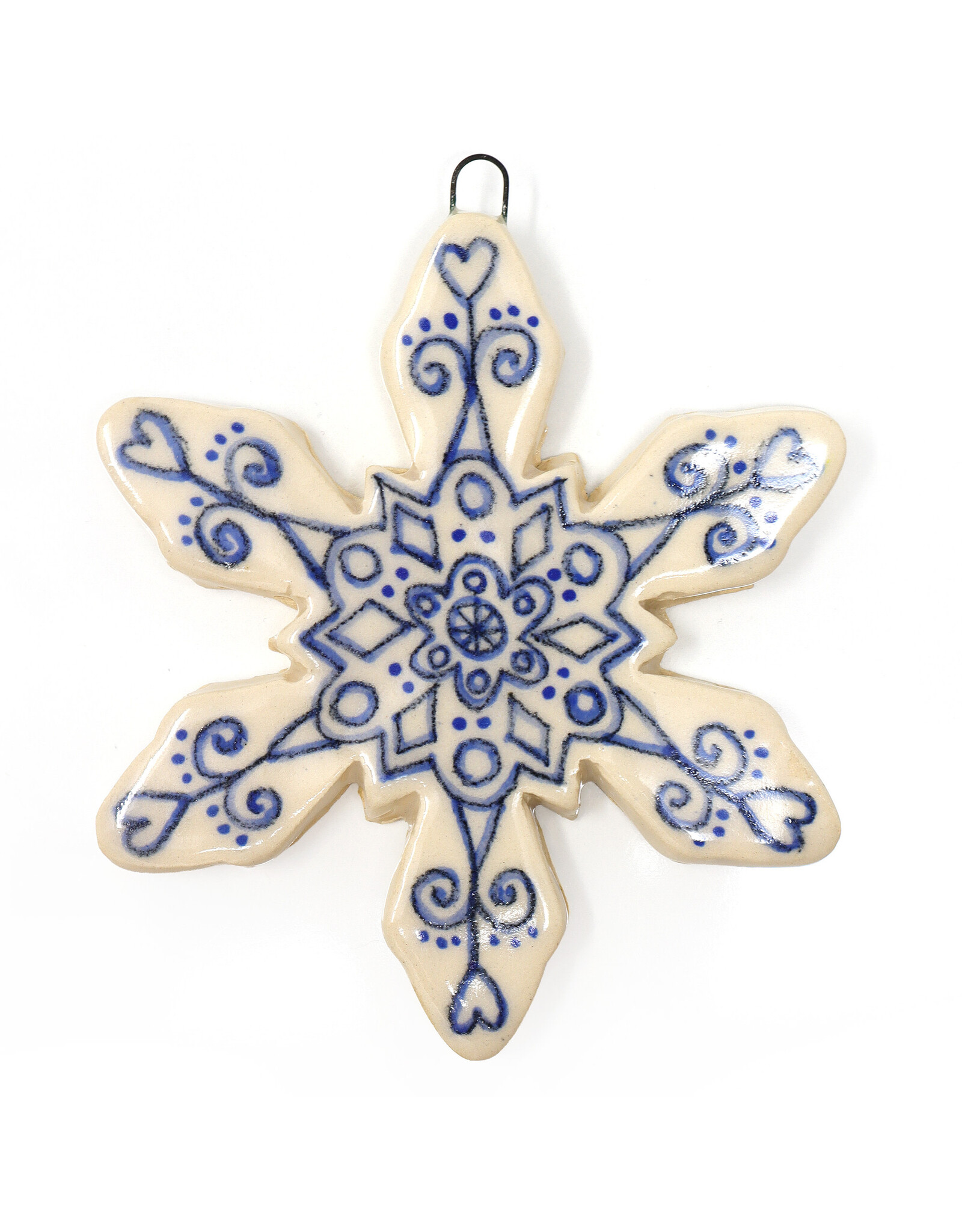 Atomic Girl Pottery Large Whimsical Snowflake Hand-Made Ceramic Christmas Ornament